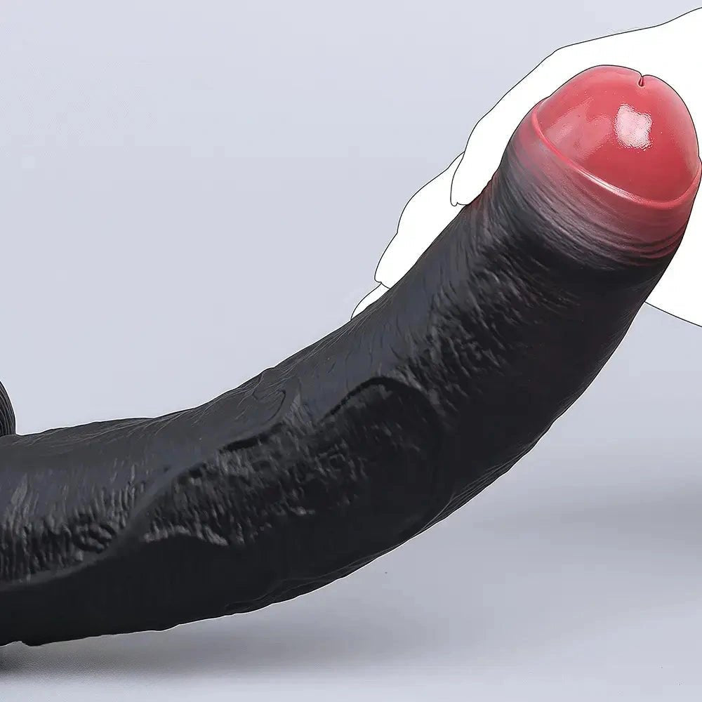 Black uncut silicone suction cup dildo, photo 10