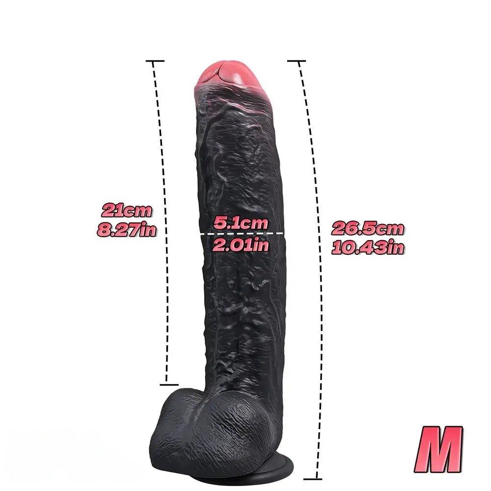 Black uncut silicone suction cup dildo, photo 12
