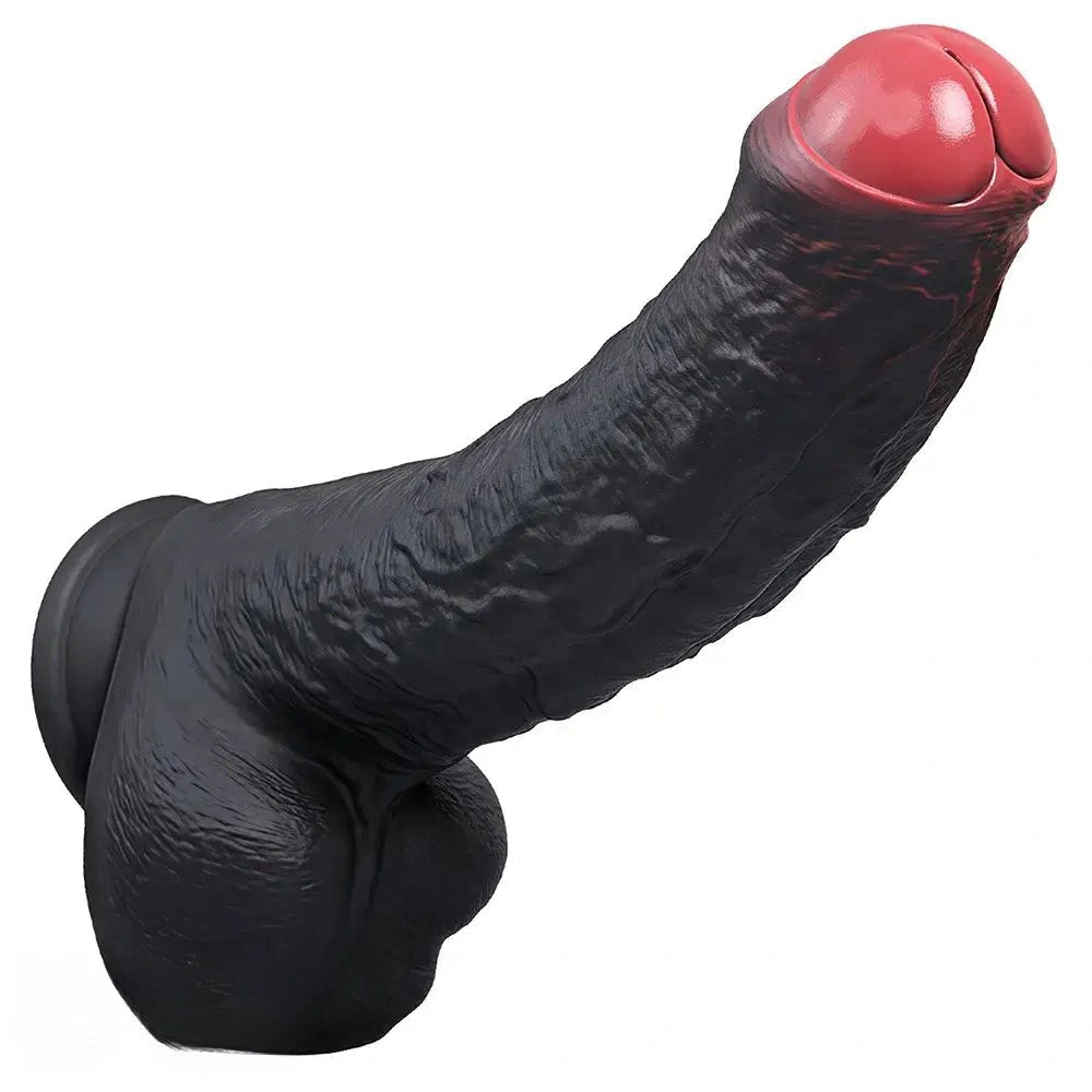 Black uncut silicone suction cup dildo, photo 2