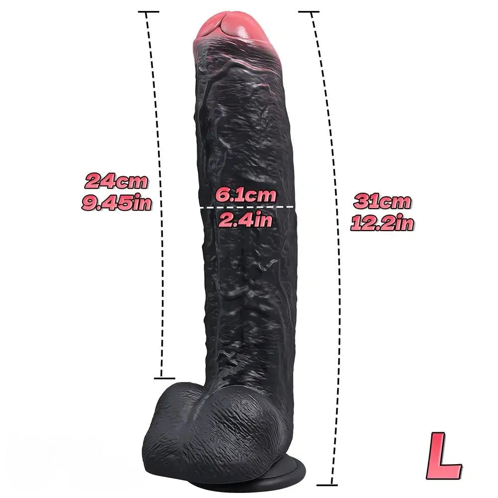Black uncut silicone suction cup dildo, photo 4