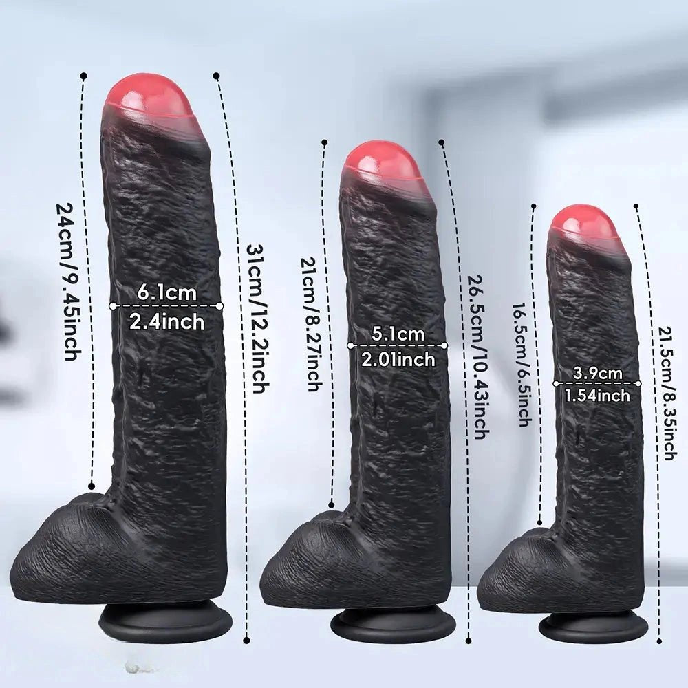 Black uncut silicone suction cup dildo, photo 6