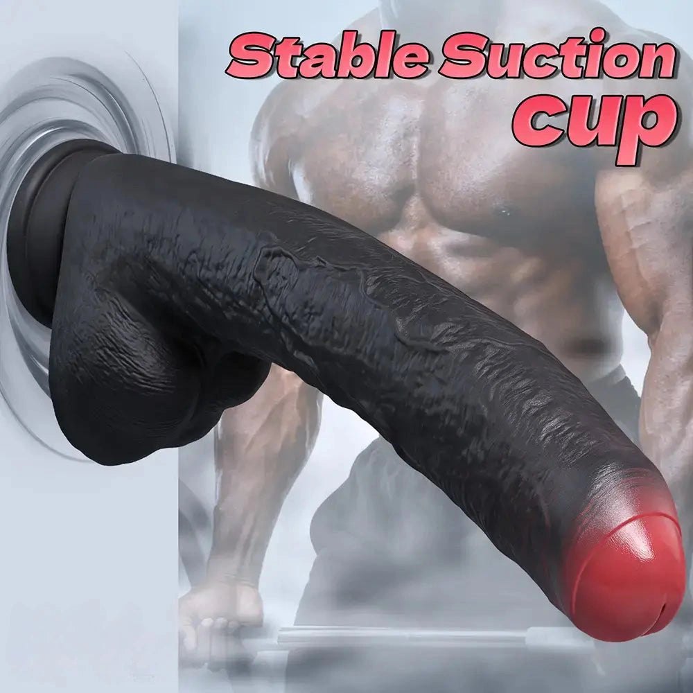 Black uncut silicone suction cup dildo, photo 9