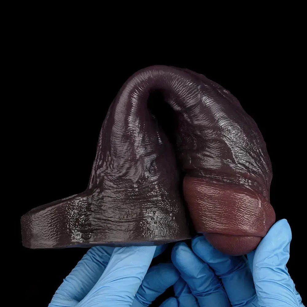 Uncut coffee silicone realistic dildo, photo 11