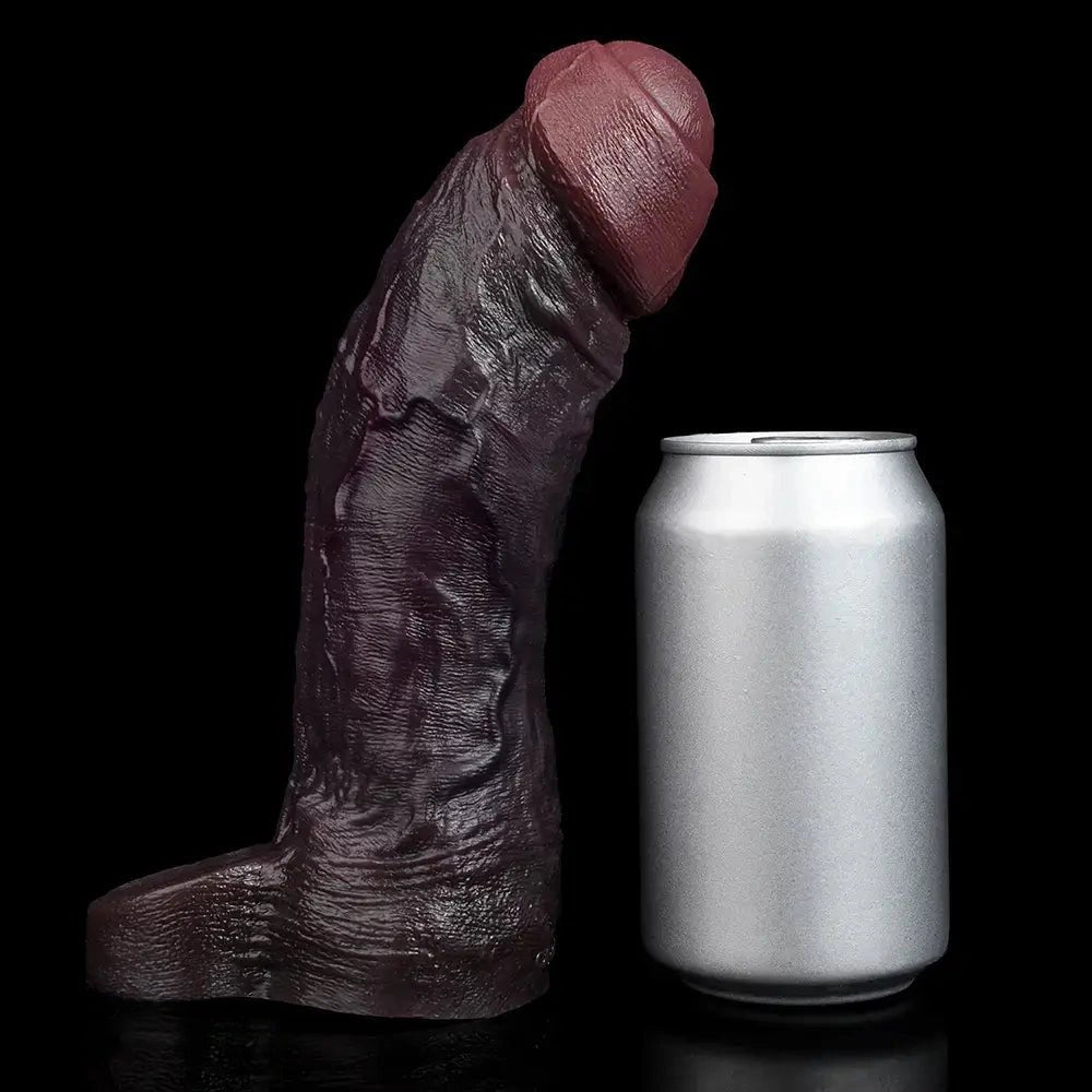 Uncut coffee silicone realistic dildo, photo 13