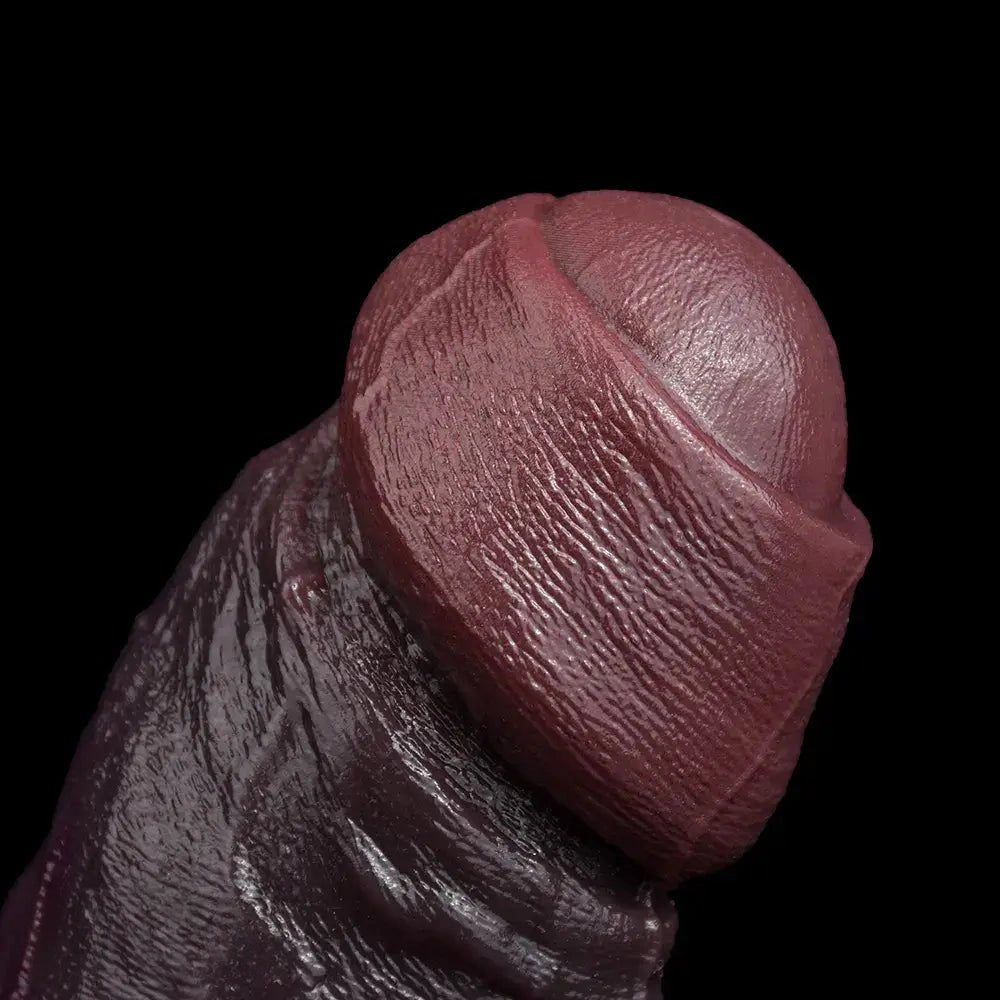 Uncut coffee silicone realistic dildo, photo 9