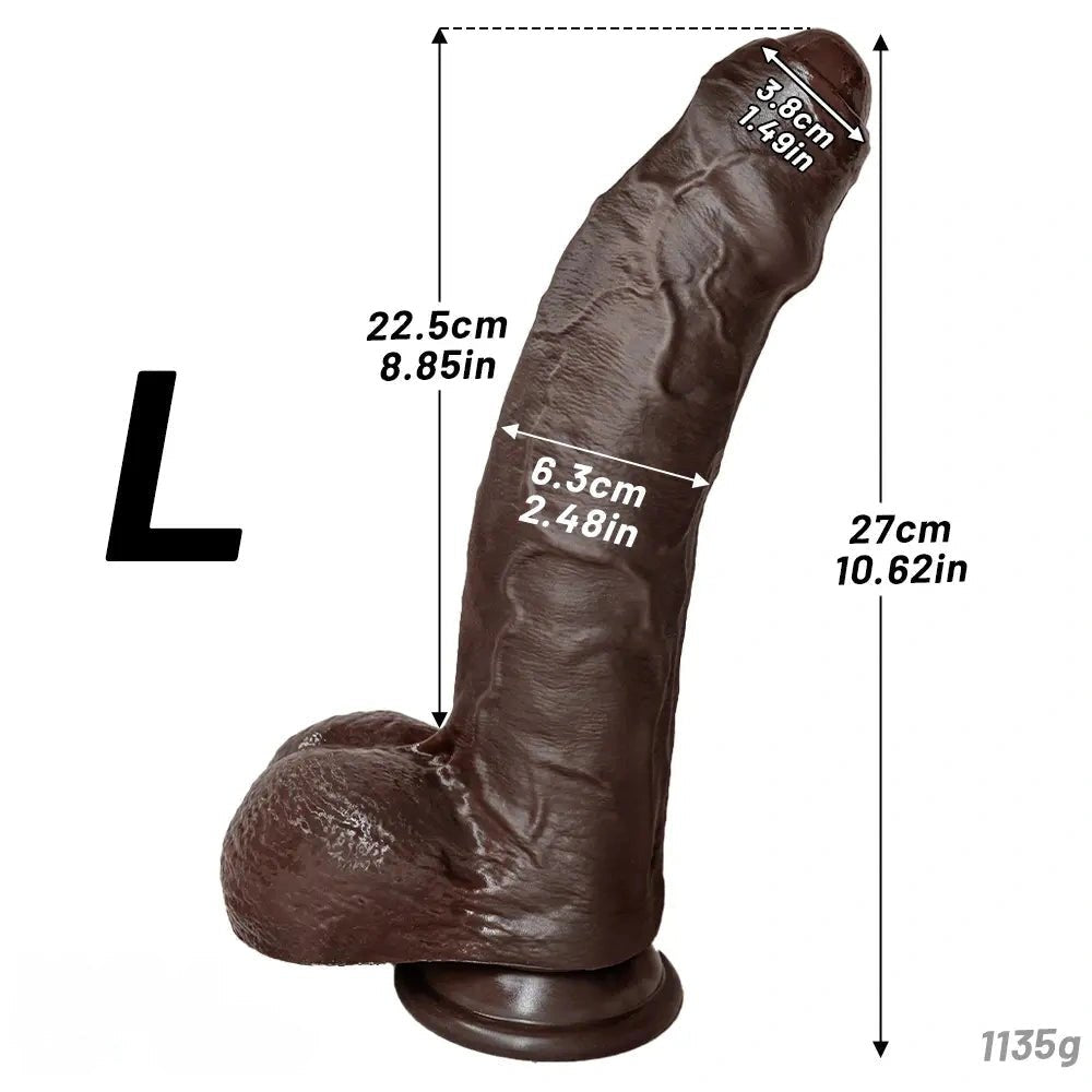 Coffee-tone uncut silicone strap-on dildo, photo 17