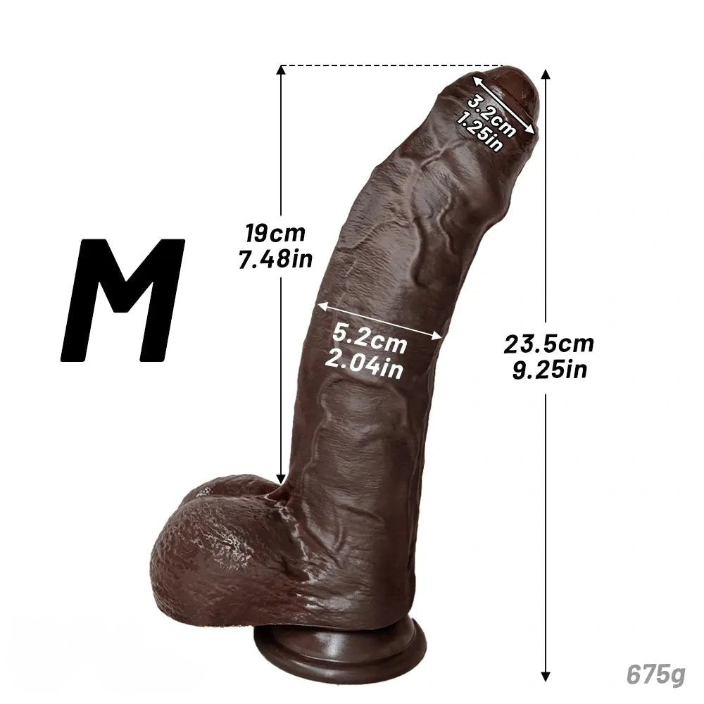 Coffee-tone uncut silicone strap-on dildo, photo 19