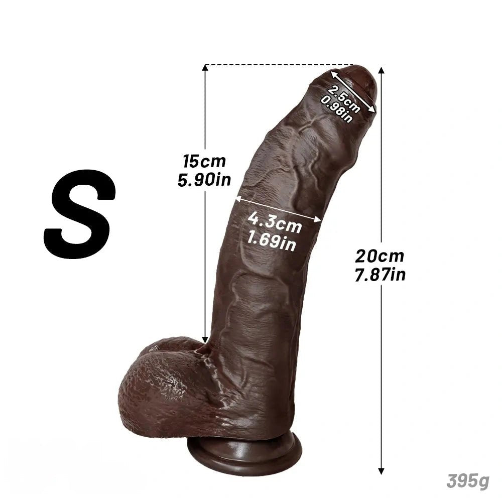 Coffee-tone uncut silicone strap-on dildo, photo 20
