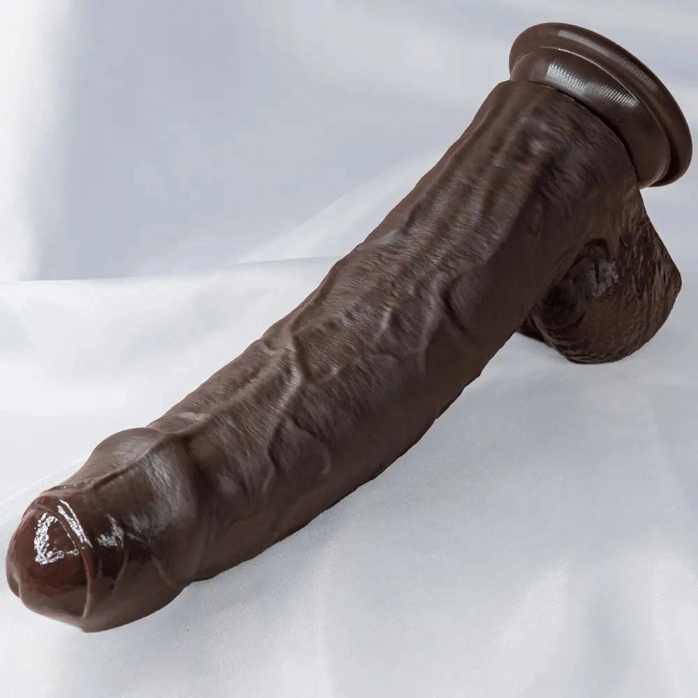 Coffee-tone uncut silicone strap-on dildo, photo 9