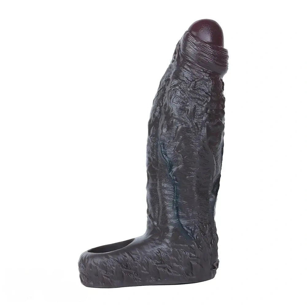 Coffee brown silicone realistic dildo with uncut glans, photo 1
