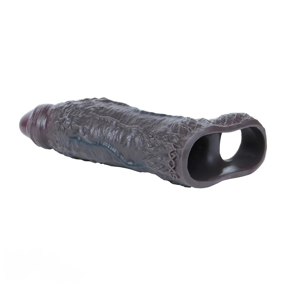 Coffee brown silicone realistic dildo with uncut glans, photo 13