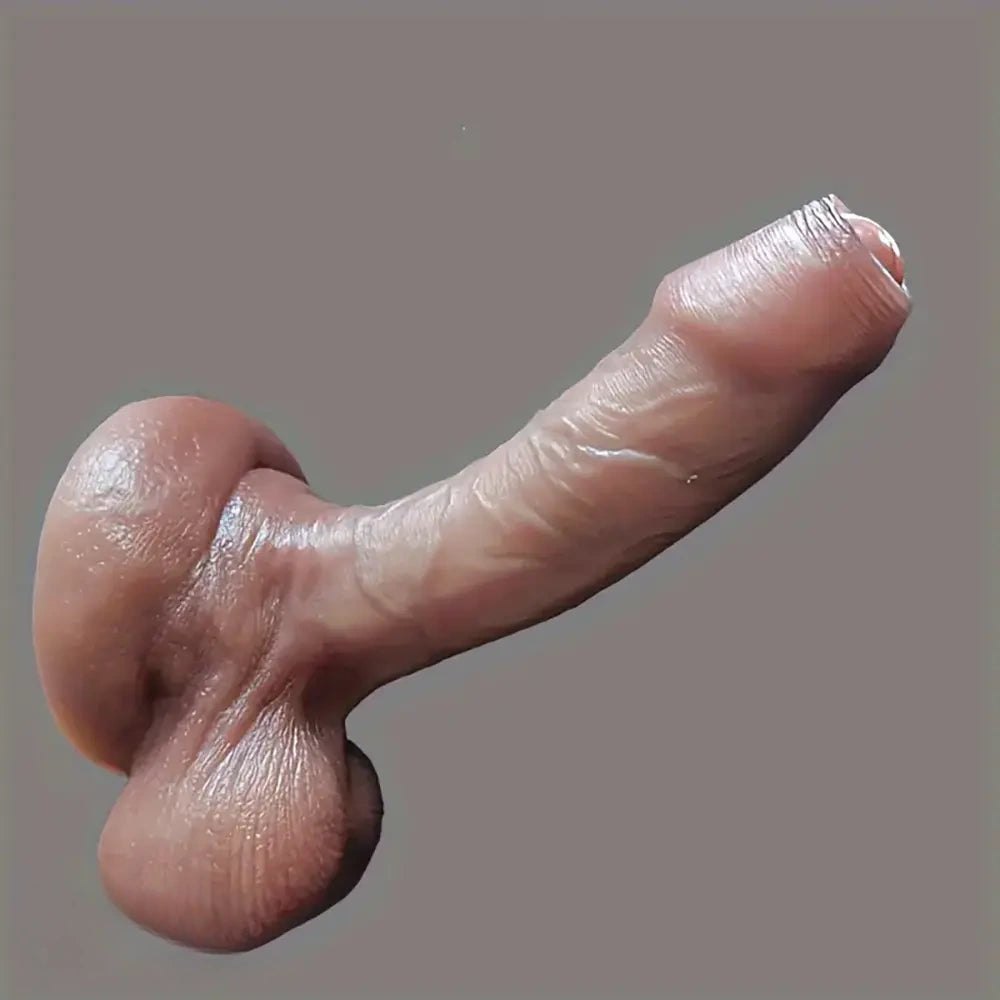 Flesh uncut realistic silicone dildo, photo 1