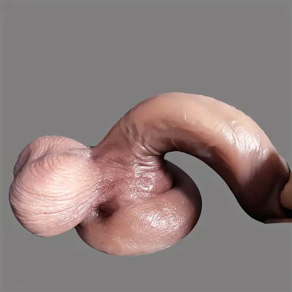 Flesh uncut realistic silicone dildo, photo 2