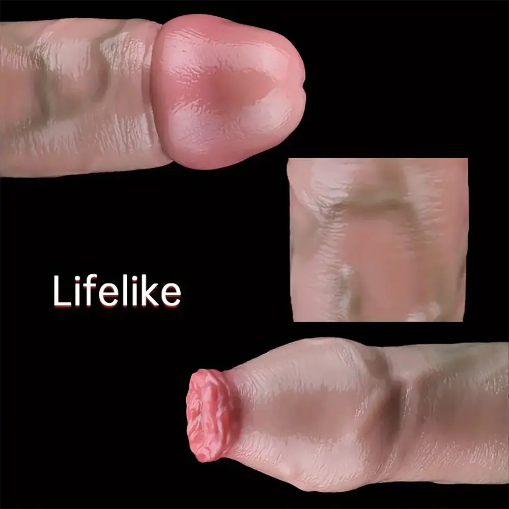 Flesh tone uncut realistic silicone dildo, photo 9