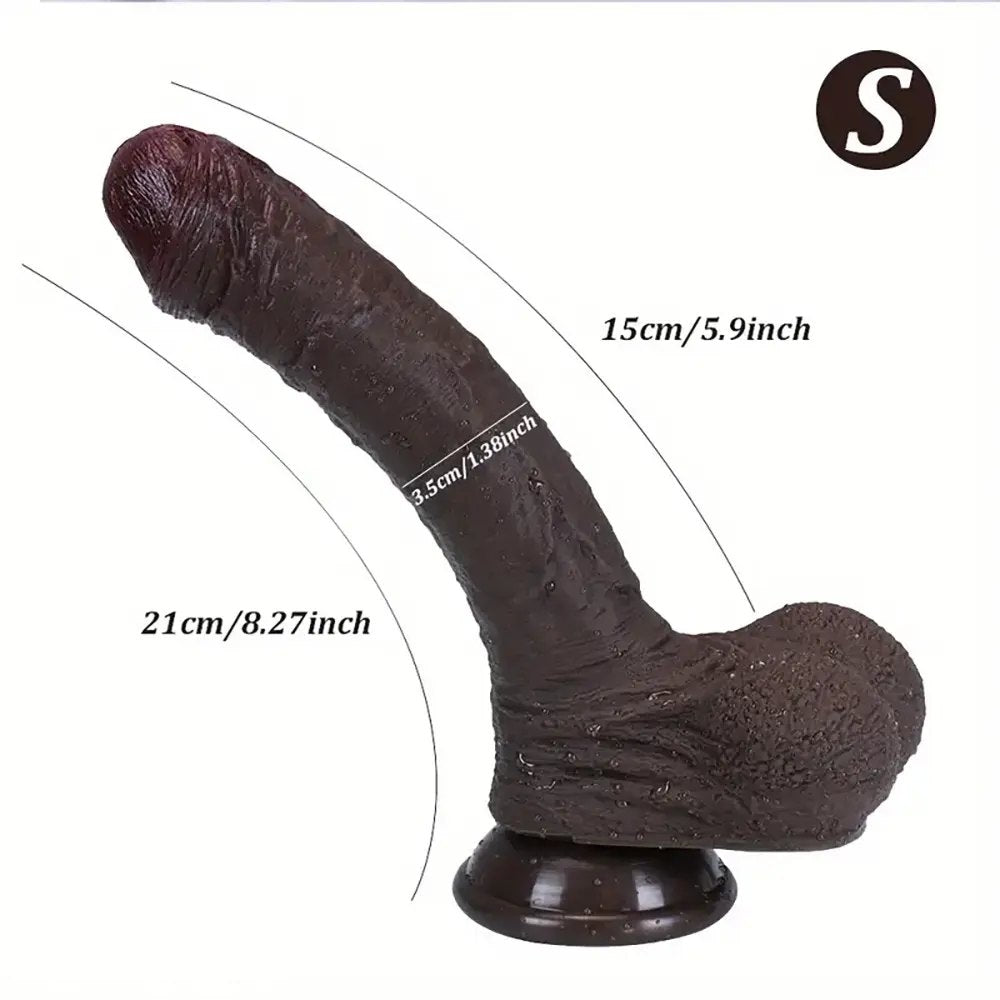 Black uncut realistic silicone dildo