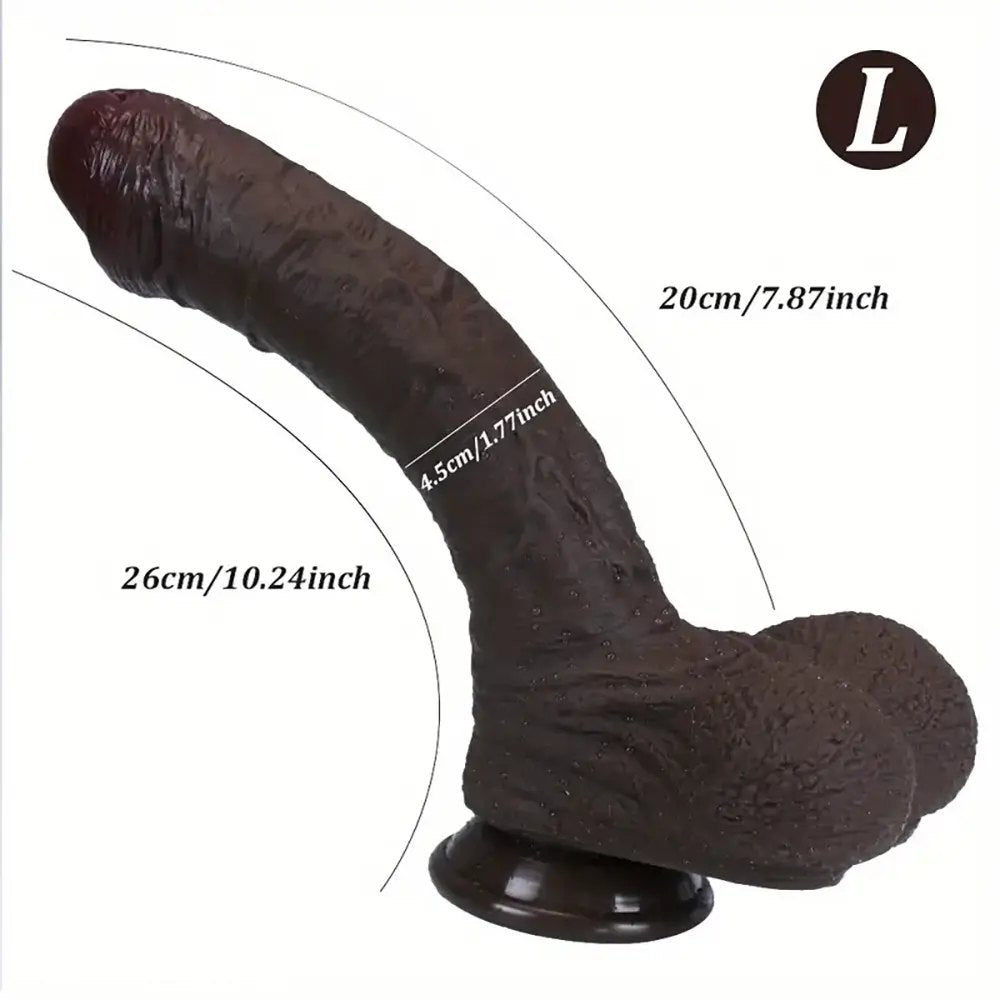 Black uncut realistic silicone dildo