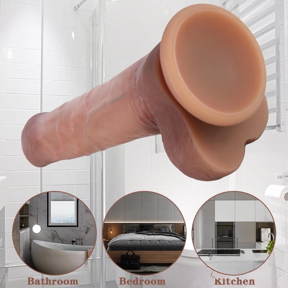Flesh silicone suction cup dildo with uncut head, photo 5