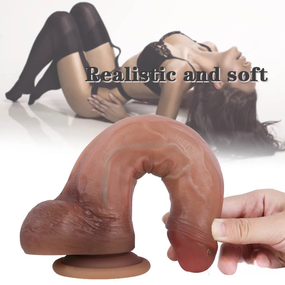 Flesh silicone suction cup dildo with uncut head, photo 9