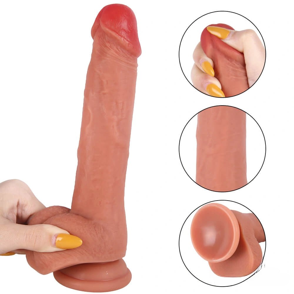 Flesh-tone uncut realistic dildo, photo 8