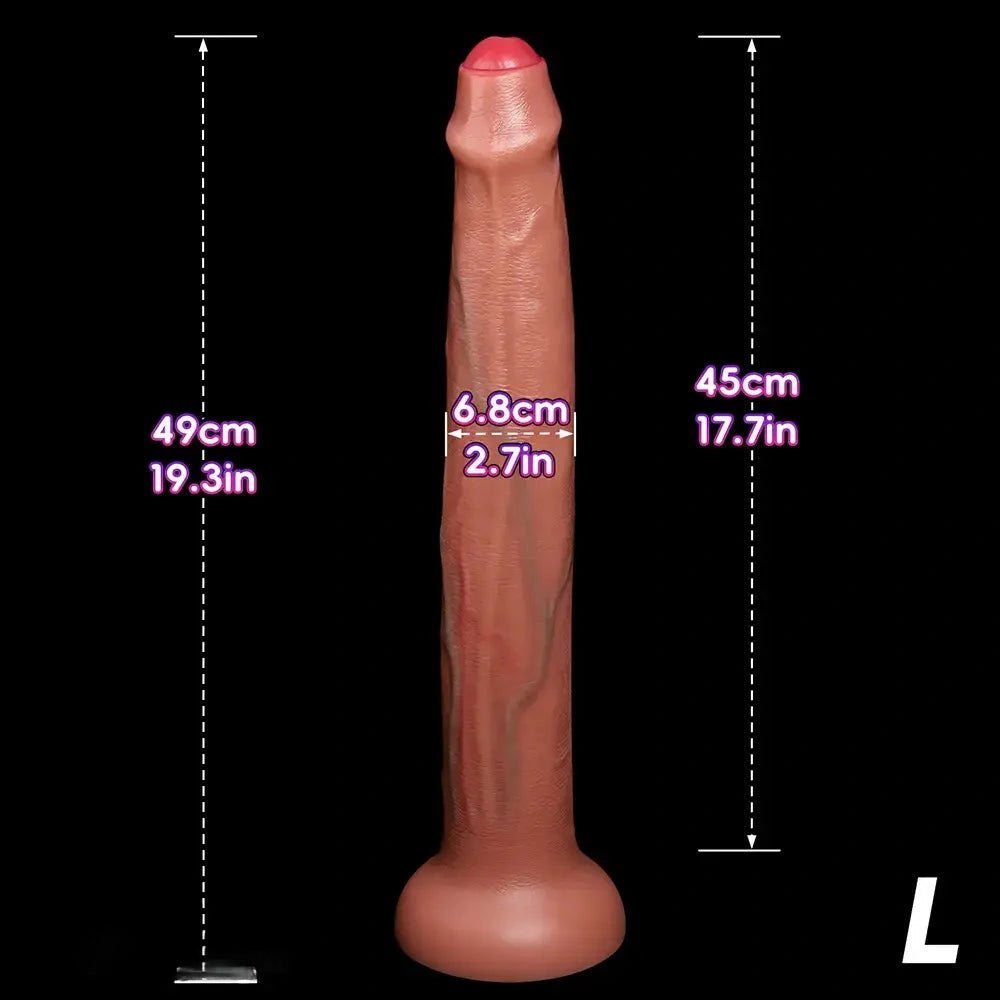 Flesh uncut silicone suction cup dildo in three sizes