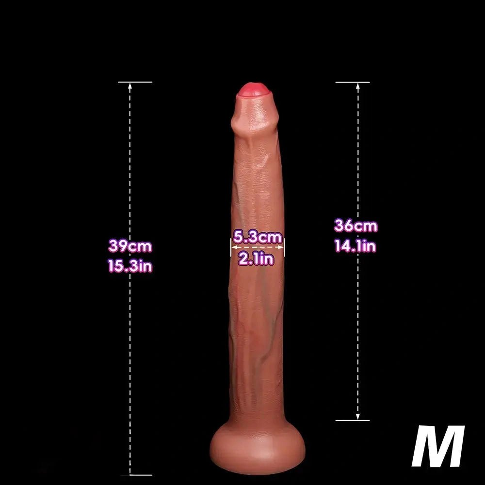 Flesh uncut silicone suction cup dildo in three sizes