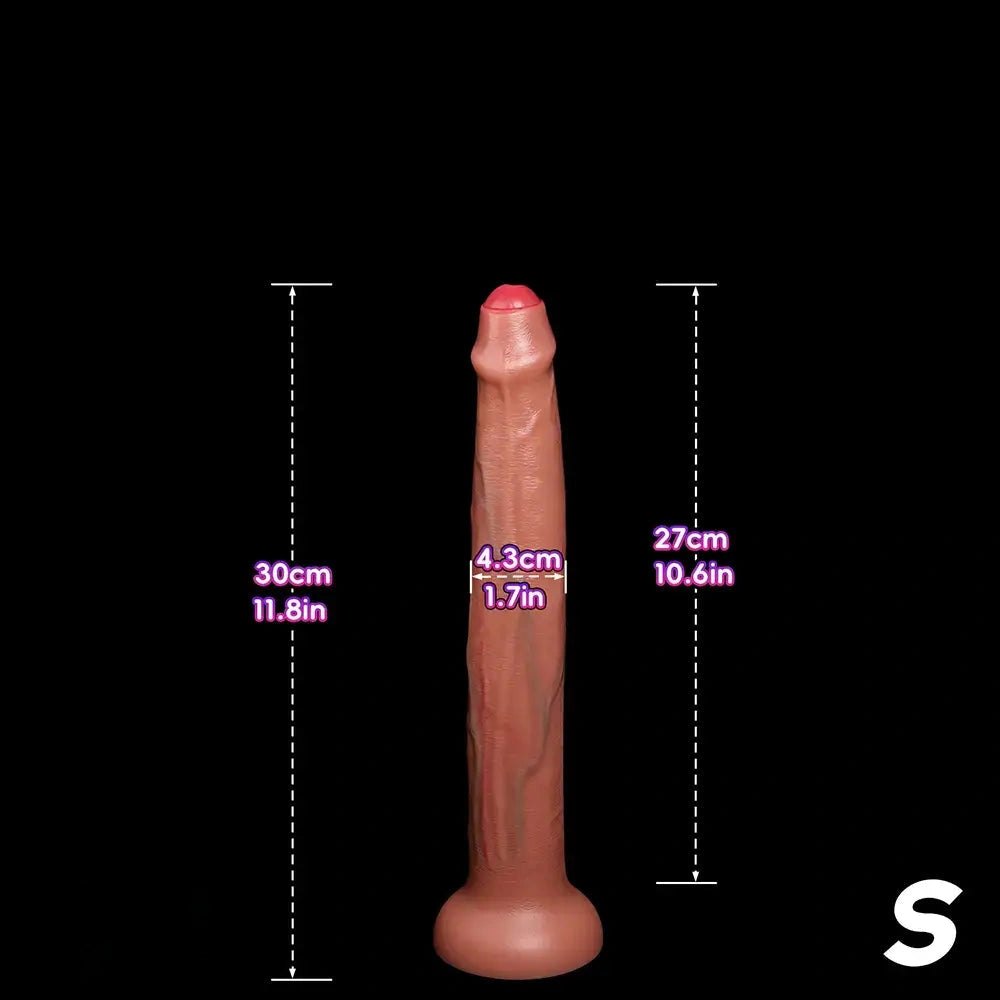 Flesh uncut silicone suction cup dildo in three sizes