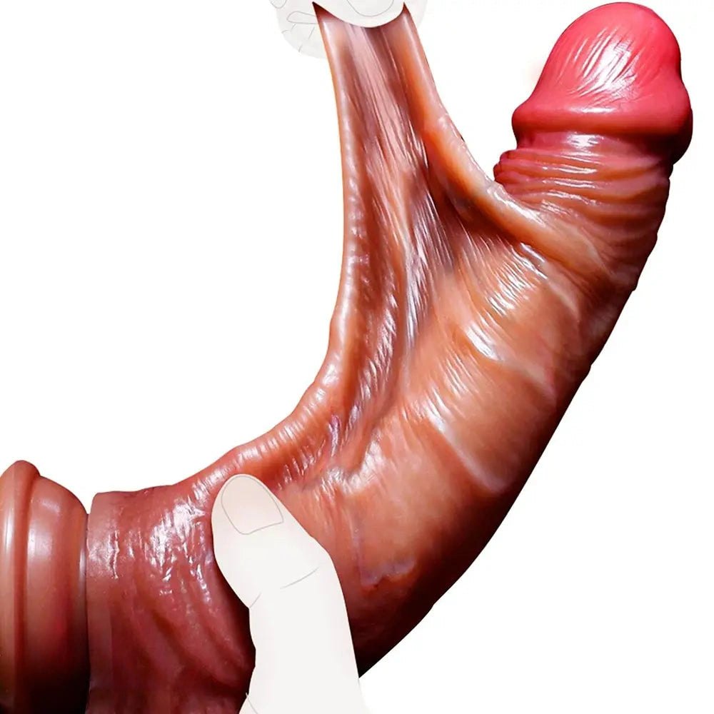Flesh tone uncut sliding skin realistic dildo, photo 1