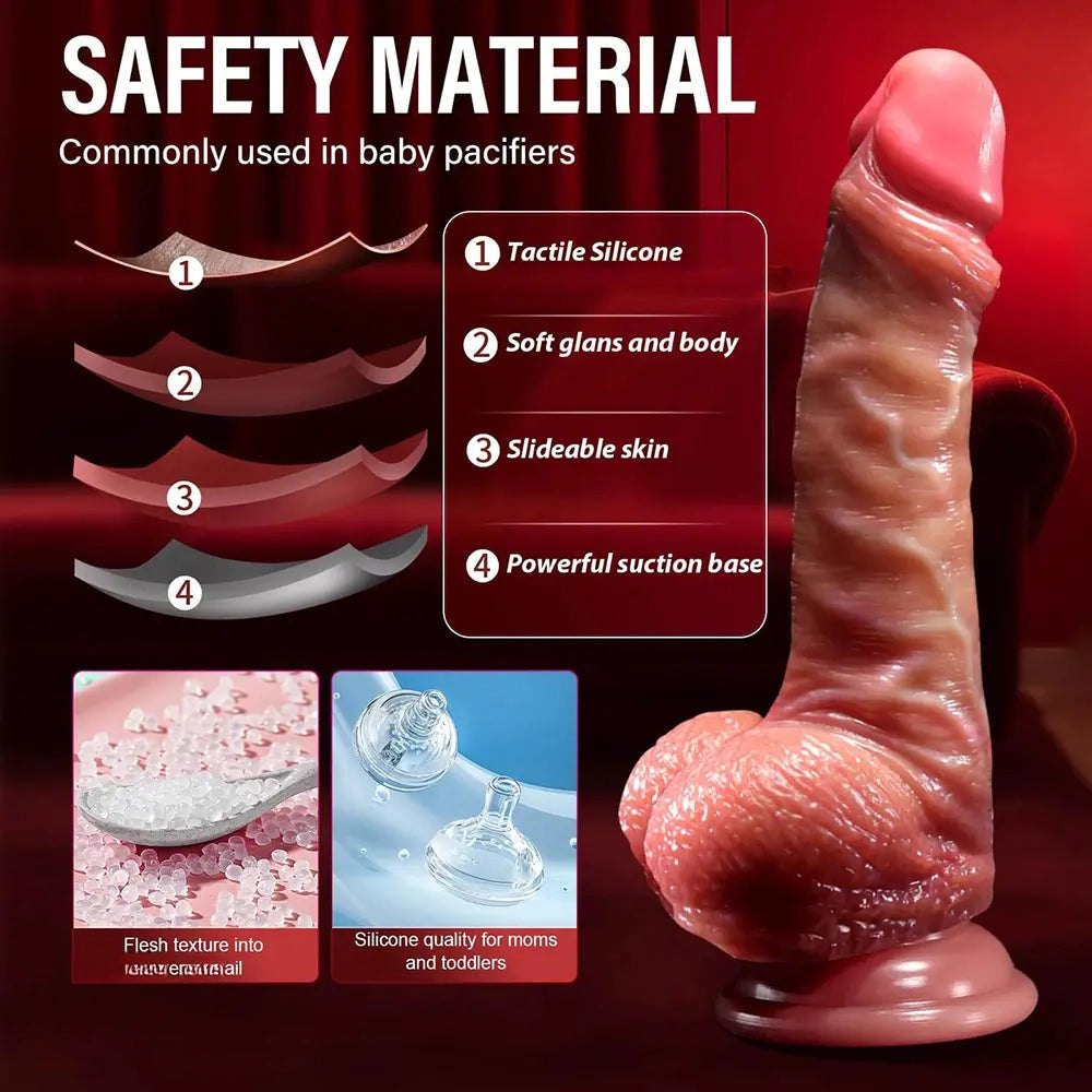 Flesh tone uncut sliding skin realistic dildo, photo 12