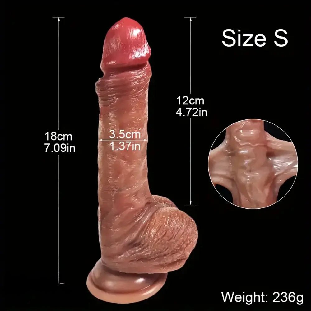 Flesh tone uncut sliding skin realistic dildo, photo 5