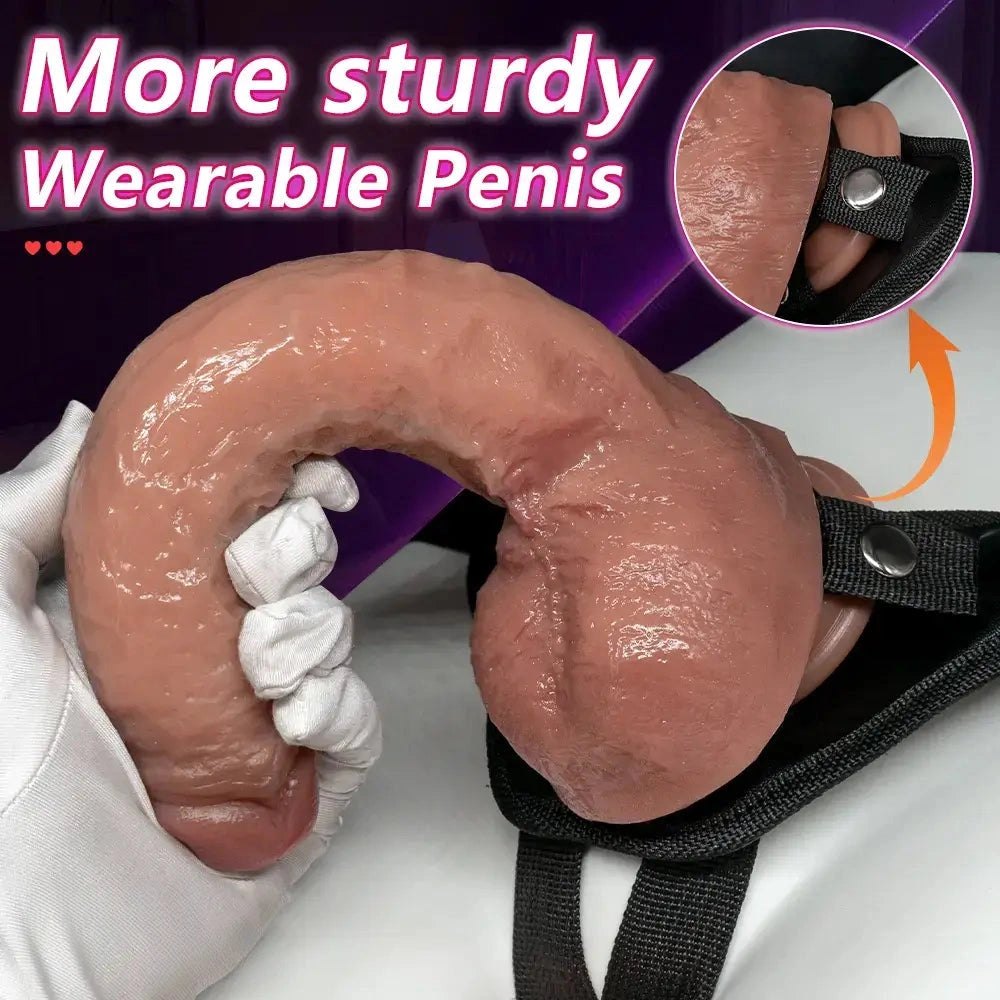 Uncut flesh realistic strap-on dildo, photo 3