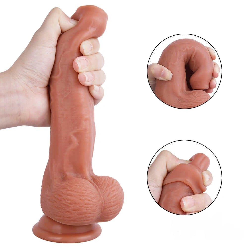 Brown uncut suction cup dildo, photo 6