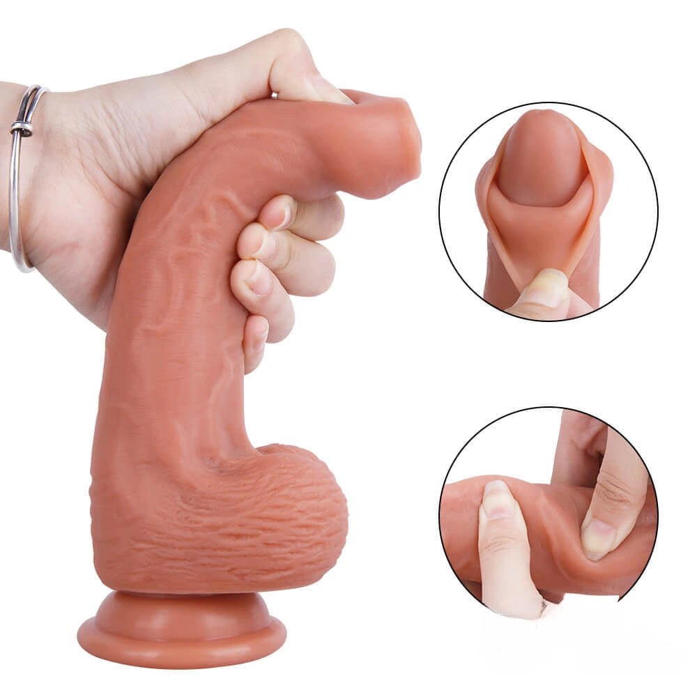 Brown uncut suction cup dildo, photo 7