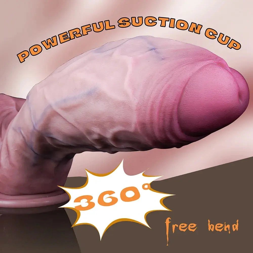Uncut suction cup silicone dildo, photo 5