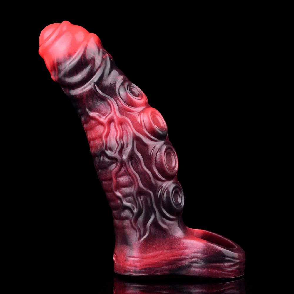 Red silicone tentacle cock sleeve, photo 11