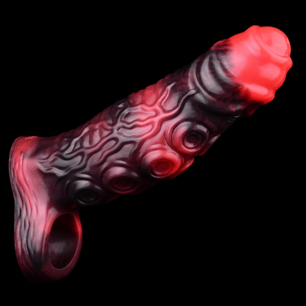 Red silicone tentacle cock sleeve, photo 12