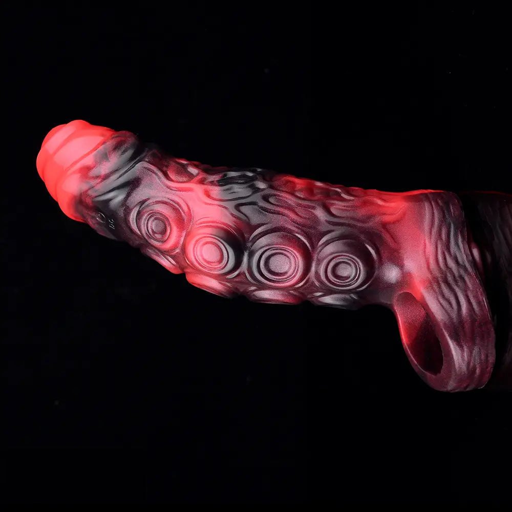 Red silicone tentacle cock sleeve, photo 14