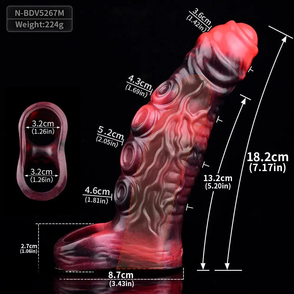 Red silicone tentacle cock sleeve, photo 16