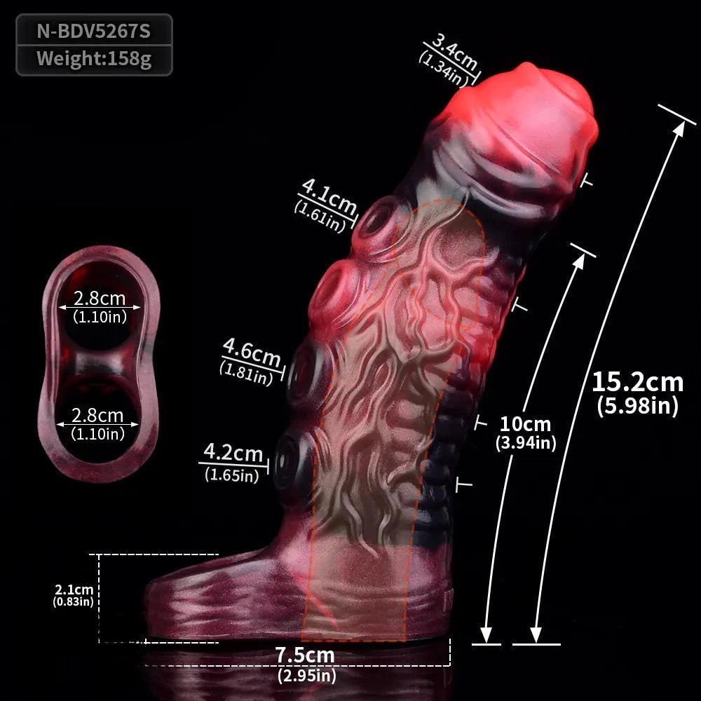 Red silicone tentacle cock sleeve, photo 17