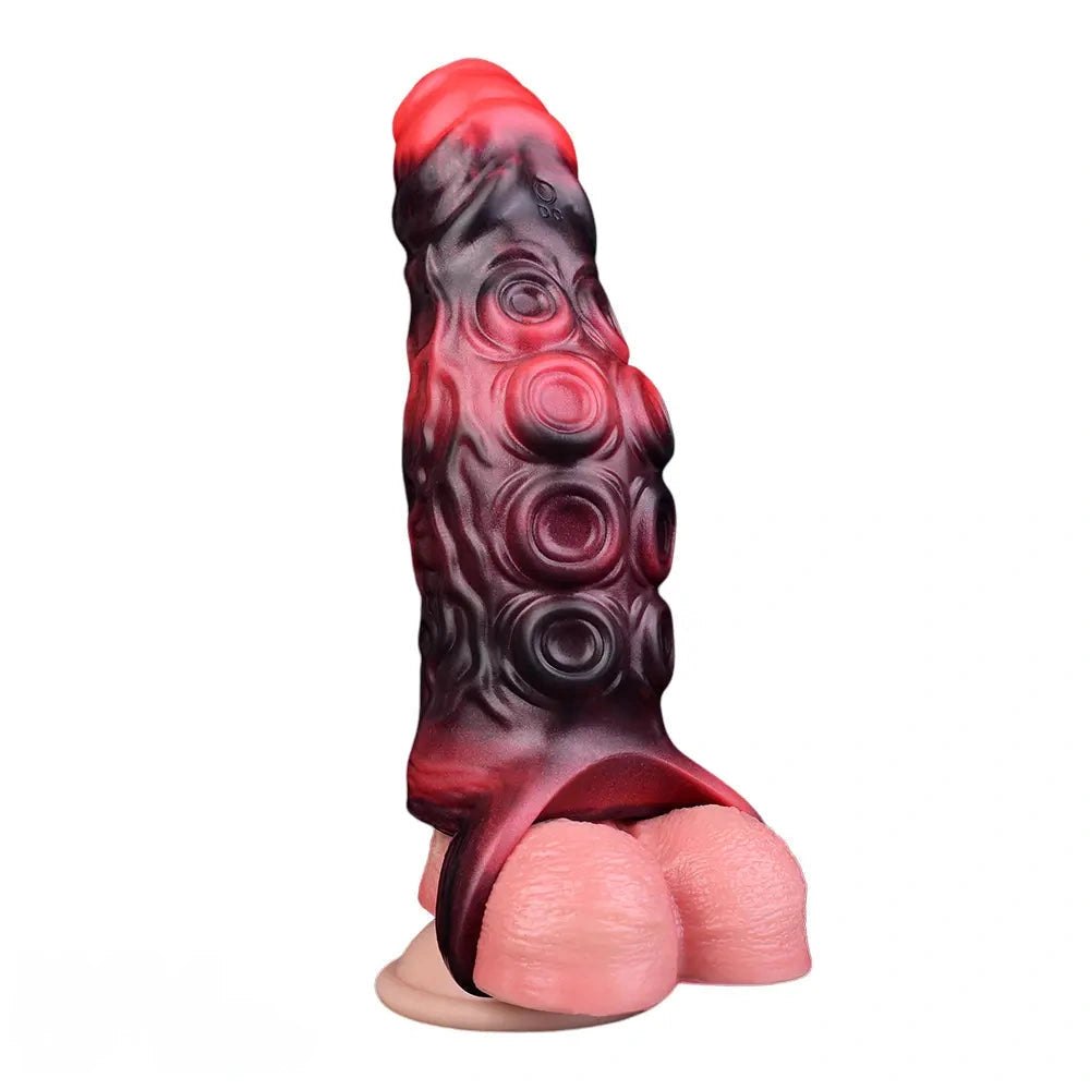 Red silicone tentacle cock sleeve, photo 4