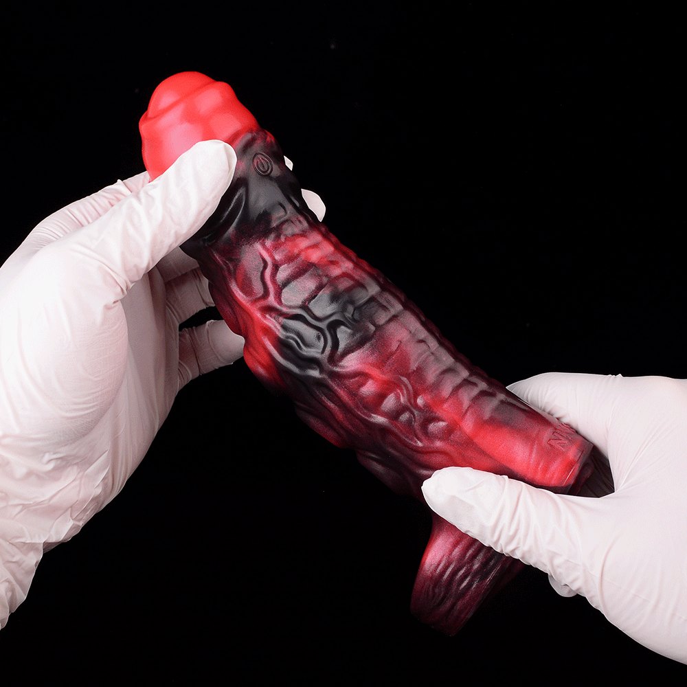Red silicone tentacle cock sleeve, photo 7
