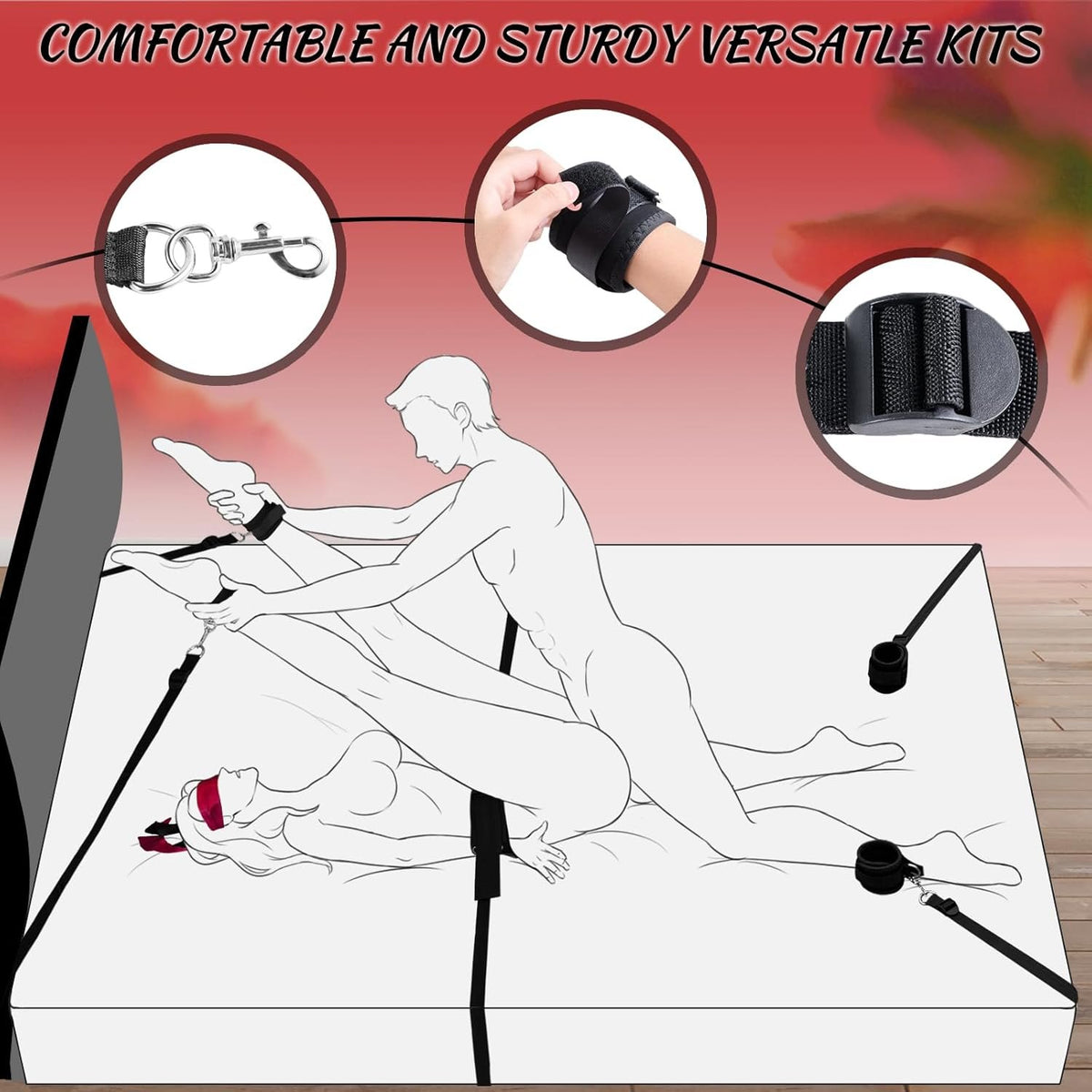 Fabric bed restraint set with sling harness and cuffs, photo 4