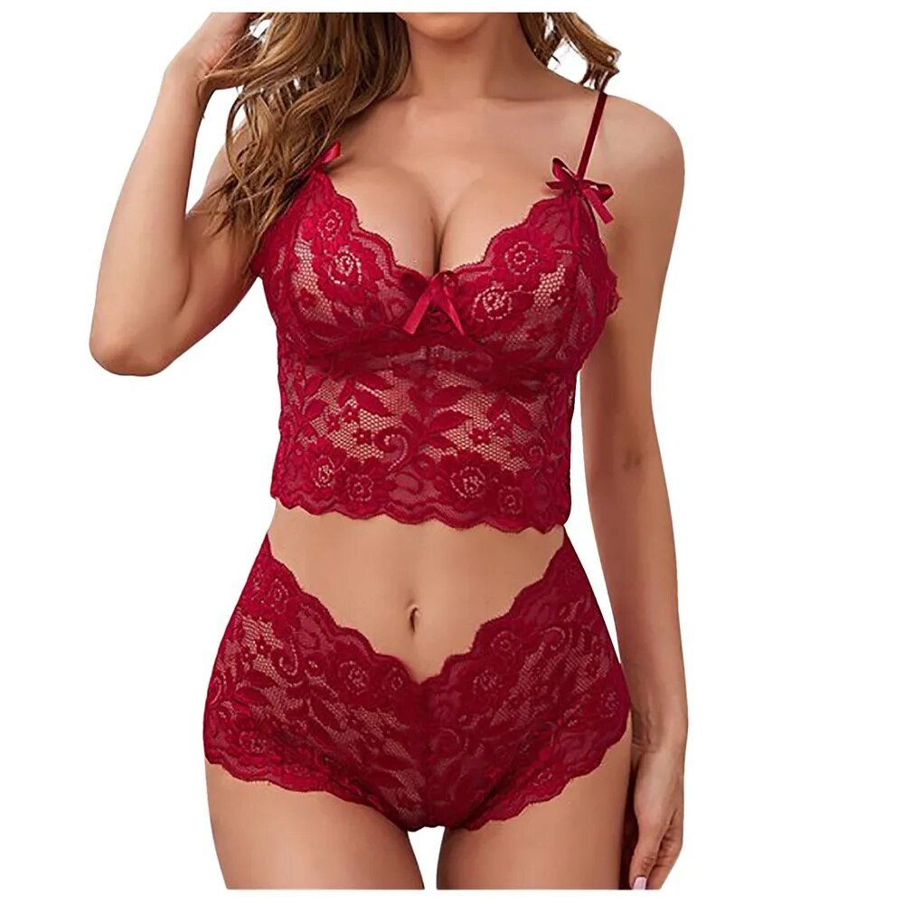 Wine Red unlined wireless lace bralette