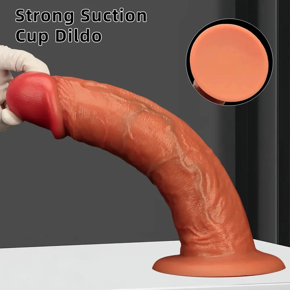 Flesh upturned curved large dildo, photo 5