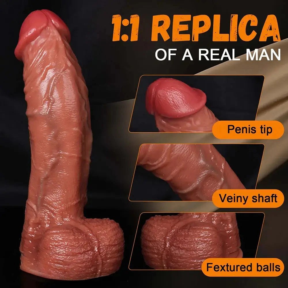 Flesh tone upward curved suction dildo, photo 5