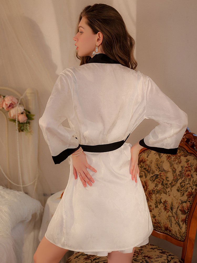 V neck embroidered camisole nightgown robe set, photo 3