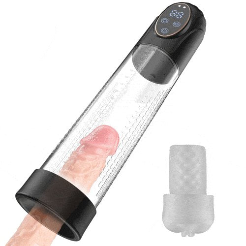 Black vacuum penis pump with LCD display, photo 1