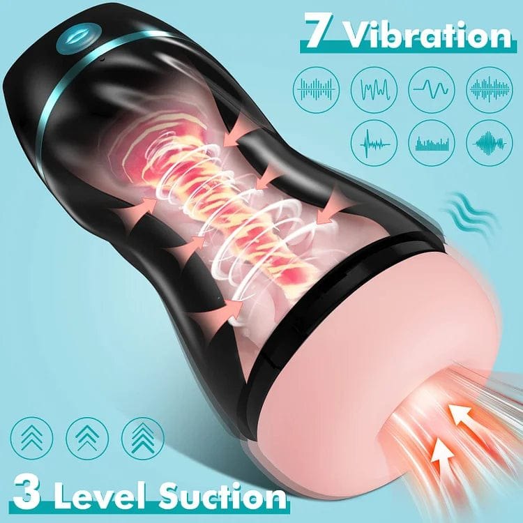 Black green vacuum suction male stroker, photo 3