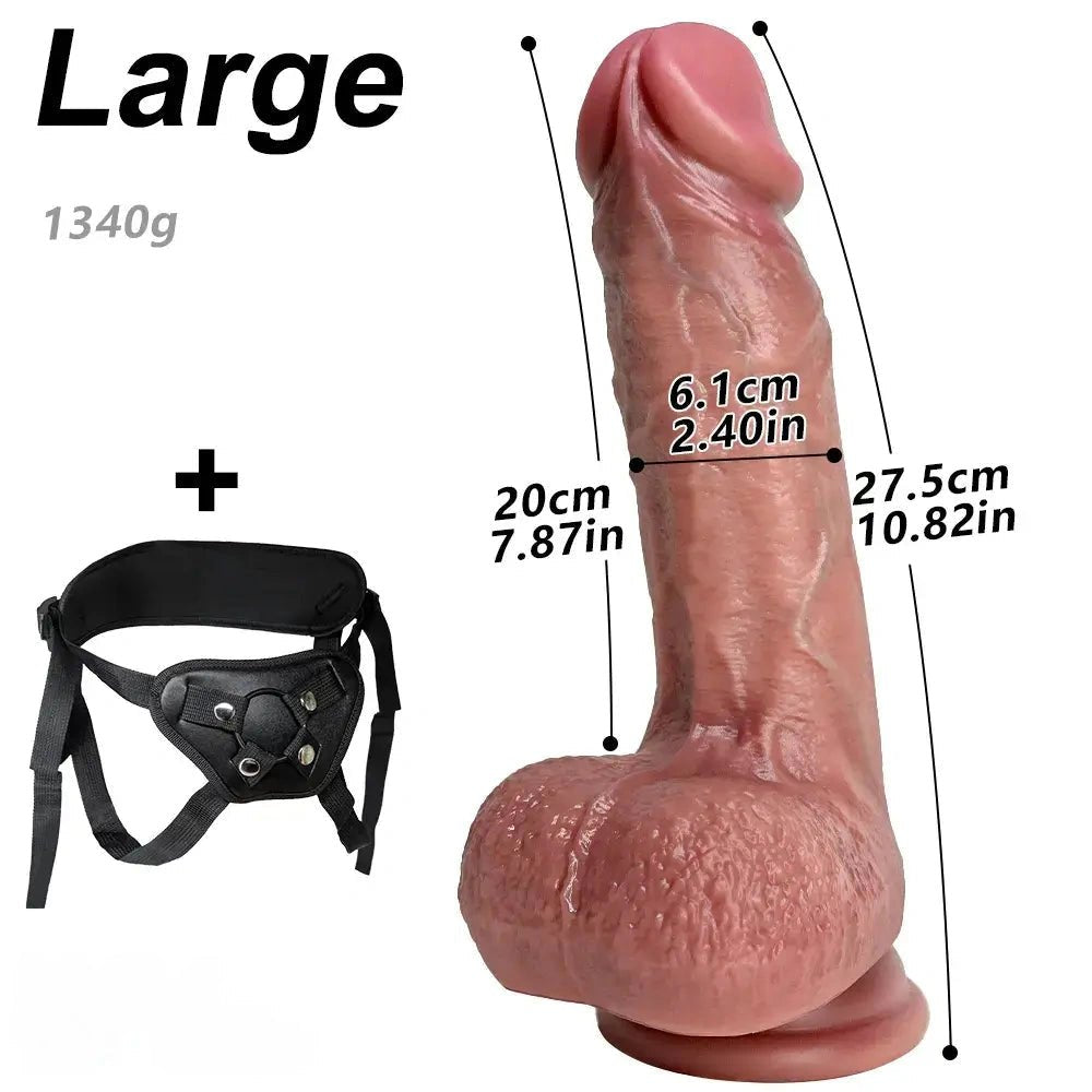 Flesh strap-on silicone dildo with suction cup base, photo 16