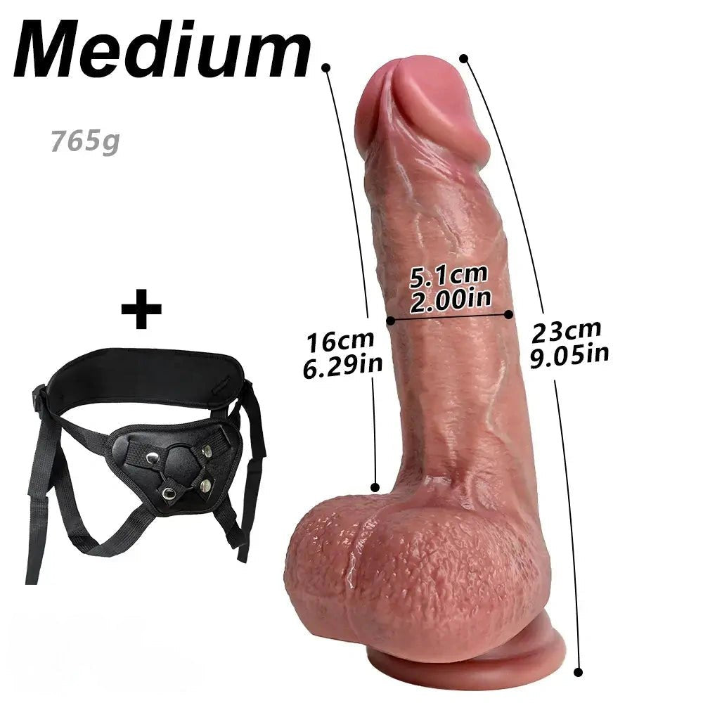 Flesh strap-on silicone dildo with suction cup base, photo 17