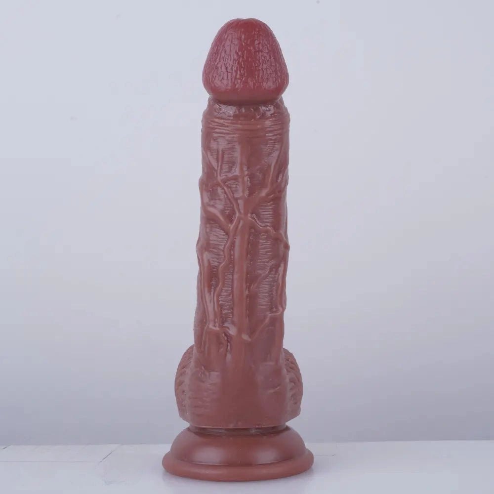 Brown realistic veined pvc dildo